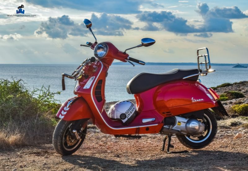 Dropshipping Car Parts with a Red scooter with a beach on the background